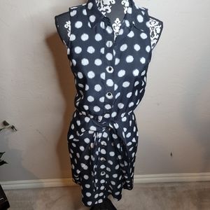 Michael Kors Navy Polka Dot Dress Sz 4